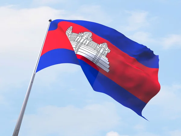 Bandera de Camboya ondeando en cielo despejado . —  Fotos de Stock