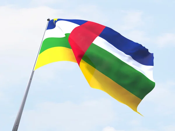 Bandeira da República Centro-Africana voando no céu limpo . — Fotografia de Stock