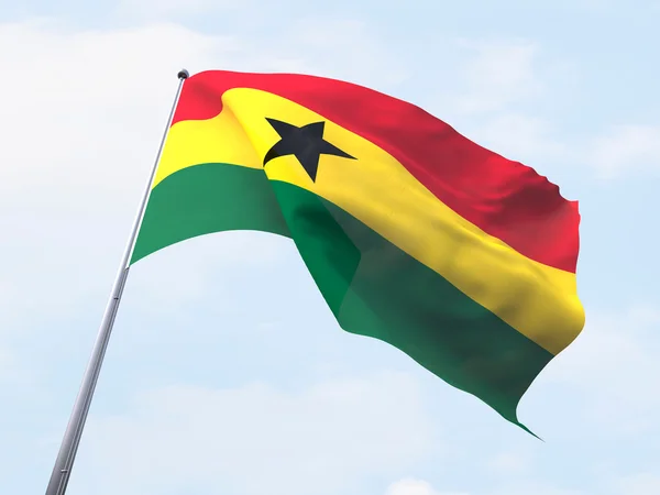 加纳国旗飘扬在晴朗的天空上. — 图库照片