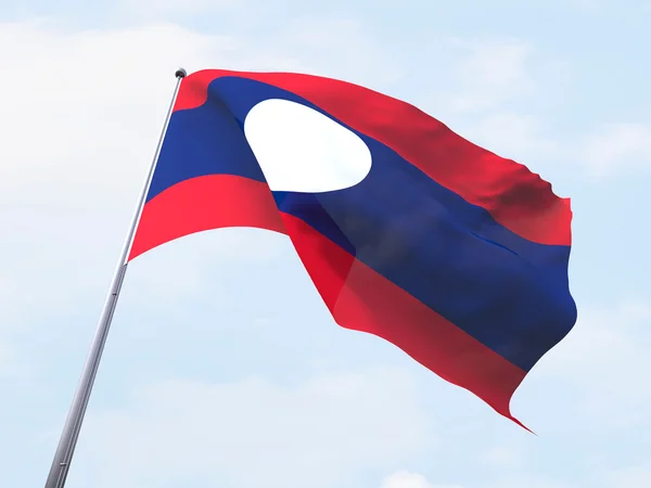 Laos flag flying on clear sky. — Stock Photo, Image