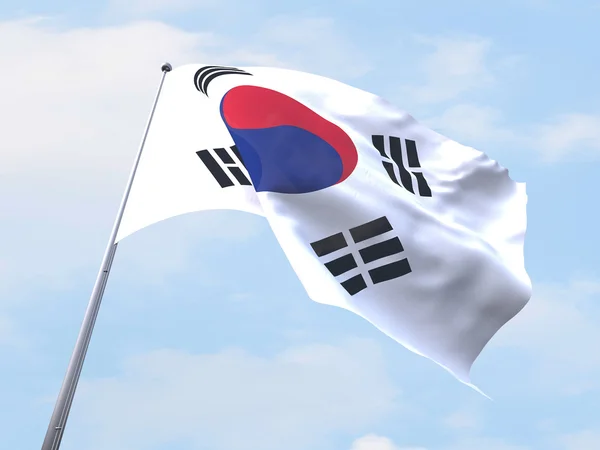 South Korea flag flying on clear sky. — Stock Photo, Image