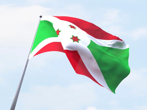 Drapeau du Burundi flottant sur ciel clair . — Photo