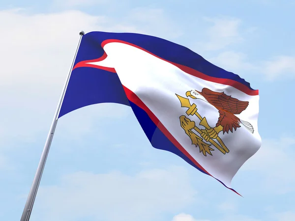 Amerikansk Samoa flag flyver på klar himmel . - Stock-foto