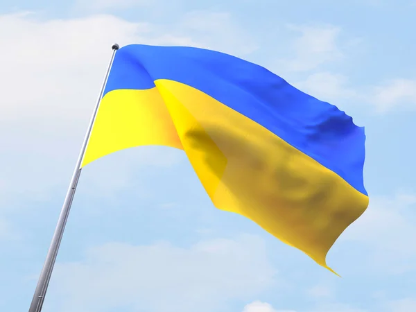 乌克兰旗帜迎风飘扬在晴朗的天空. — 图库照片