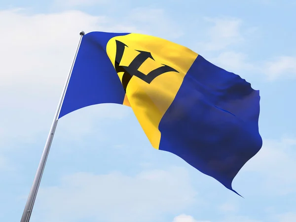 Barbados flag flyver på klar himmel . - Stock-foto