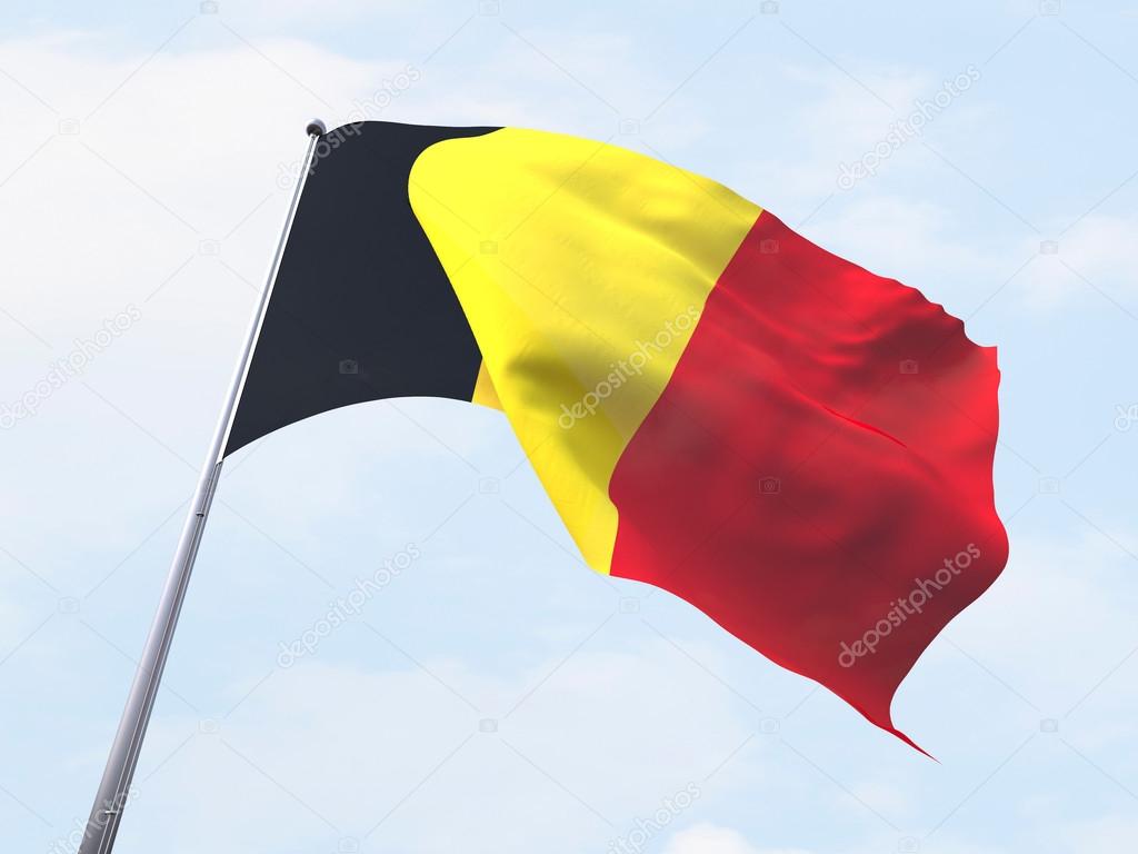 Belgium  flag flying on clear sky.