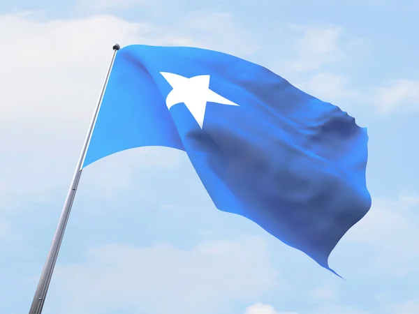 索马里旗帜迎风飘扬在晴朗的天空. — 图库照片