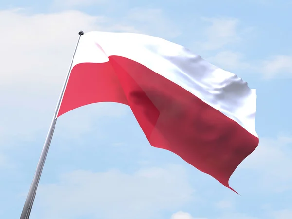 Bendera Polandia berkibar di langit yang cerah . — Stok Foto