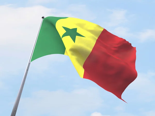 Прапор Сенегалу літати на чисте небо. — стокове фото