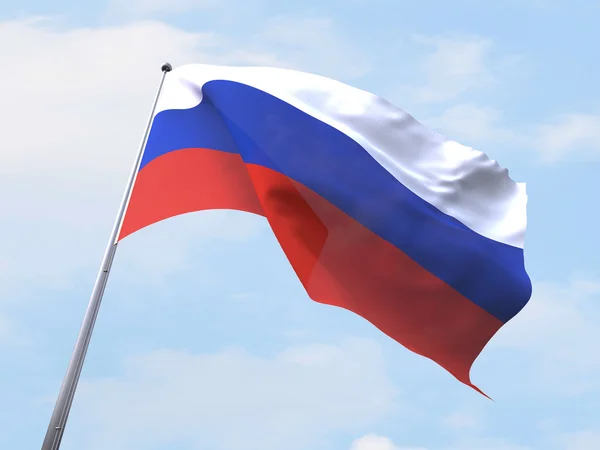 Vlag van Rusland op heldere hemel. — Stockfoto