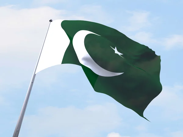 Die pakistanische Flagge weht am klaren Himmel. — Stockfoto