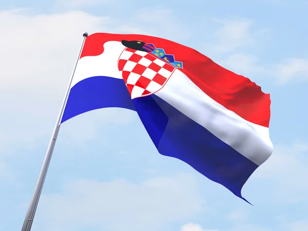 Bandera de Croacia ondeando en cielo despejado . —  Fotos de Stock