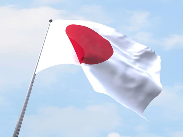 Bandeira do Japão voando no céu limpo . — Fotografia de Stock