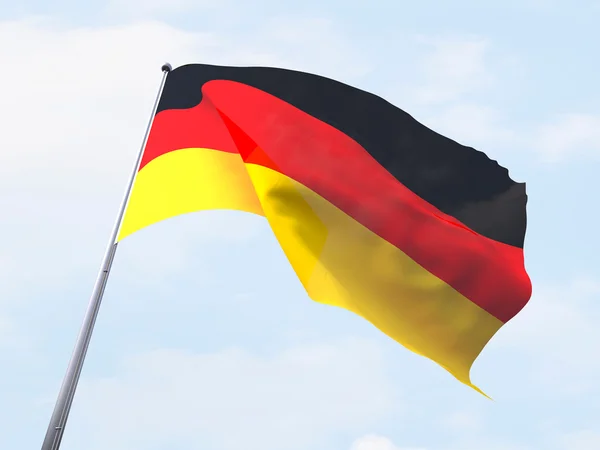 德国旗帜迎风飘扬在晴朗的天空. — 图库照片
