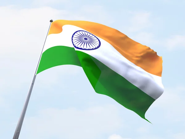 India flag flying on clear sky. — Stock Photo, Image