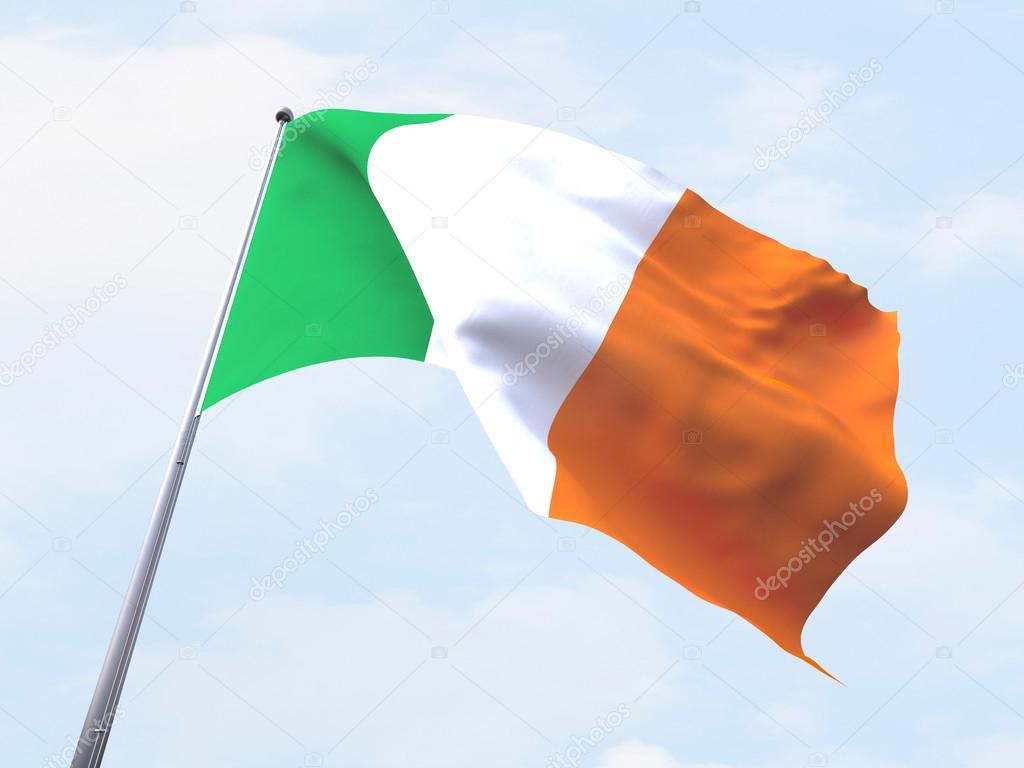 Ireland flying flag isolate on white background.