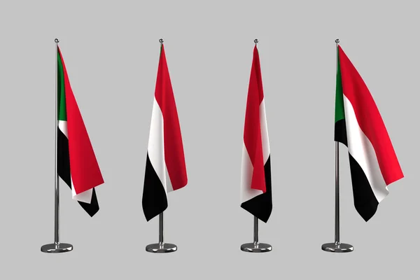 Szudán beltéri zászlók elkülöníteni a fehér háttér — Stock Fotó