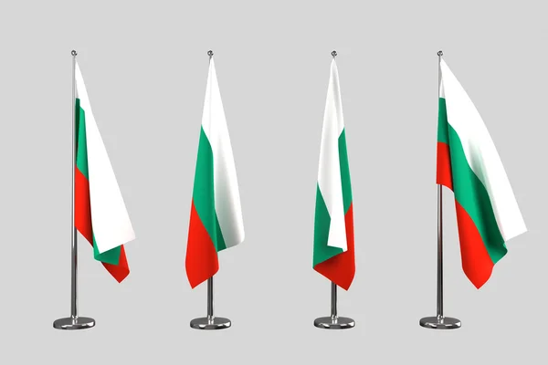 Bulgária beltéri zászlók elkülöníteni a fehér háttér — Stock Fotó