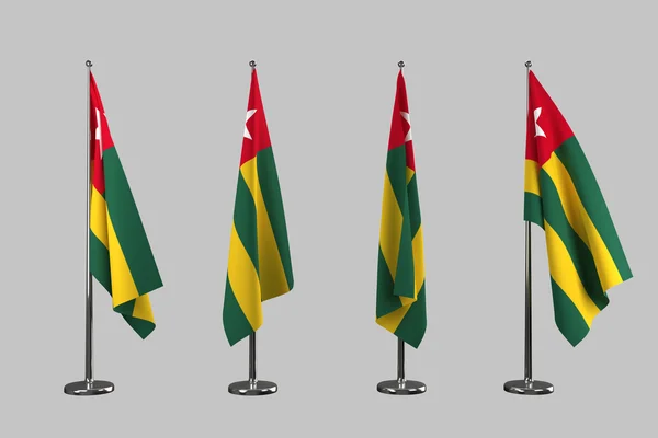 Togo drapeaux intérieurs isoler sur fond blanc — Photo