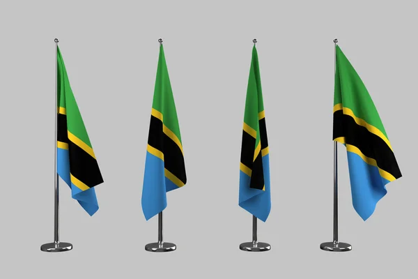Tanzania indendørs flag isolere på hvid baggrund - Stock-foto