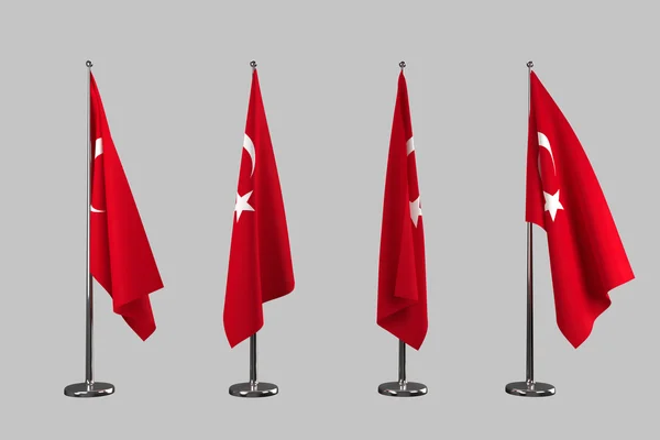 Türkiye'nin iç mekan bayrak beyaz arka plan üzerinde izole — Stok fotoğraf