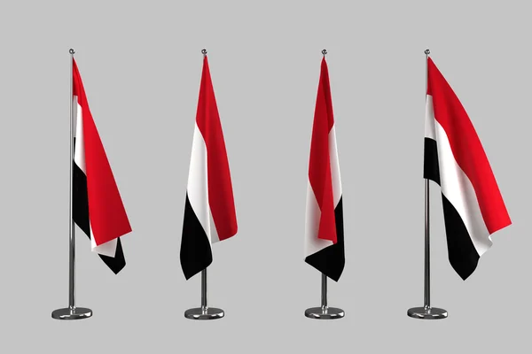 Yemen indendørs flag isolere på hvid baggrund - Stock-foto