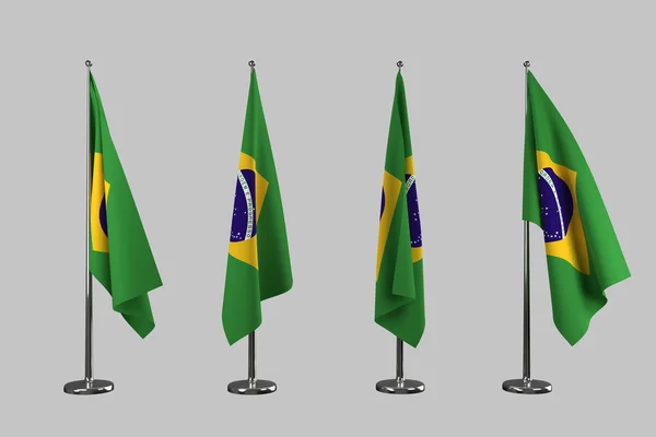 Brasilien inomhus flaggor isolera på vit bakgrund — Stockfoto