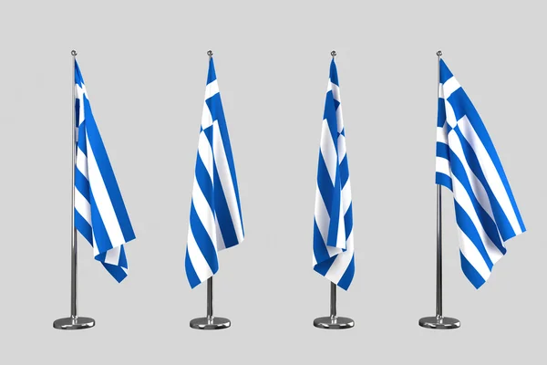 Görögország beltéri zászlók elkülöníteni a fehér háttér — Stock Fotó