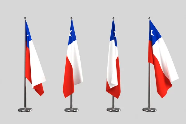 Chile bandeiras interiores isolar no fundo branco — Fotografia de Stock