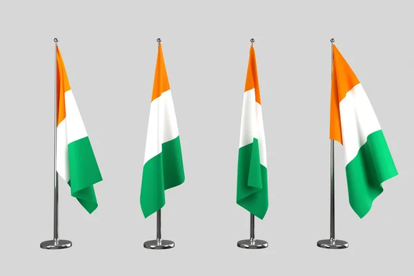 Ivory Coast indoor flags isolate on white background — Stock Photo, Image