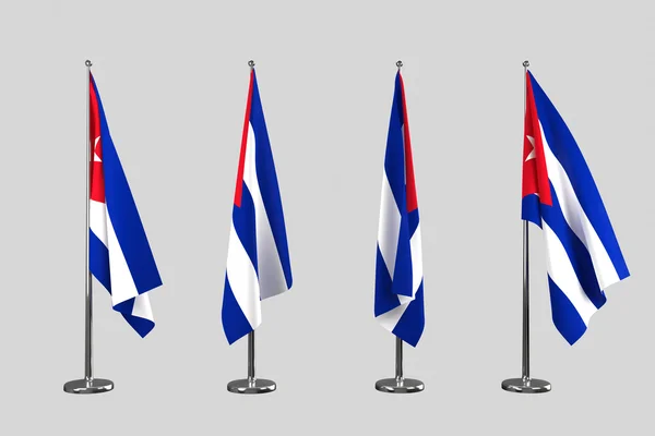 Kuba beltéri zászlók elkülöníteni a fehér háttér — Stock Fotó
