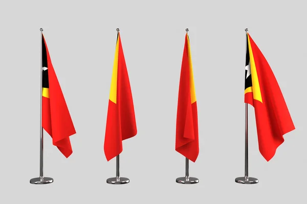 Oost-Timor binnen vlaggen op witte achtergrond isoleren — Stockfoto