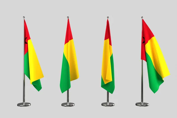 Гвінея-Бісау, критий прапори ізолювати на білому тлі — стокове фото