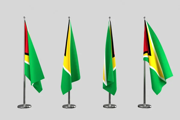 Guyana binnen vlaggen isoleren op witte achtergrond — Stockfoto
