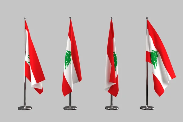 Isolasjon av libanonflagg innendørs på hvit bakgrunn – stockfoto