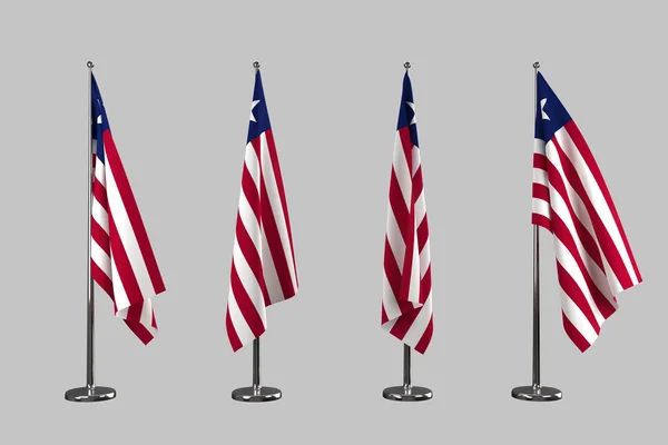 Libéria bandeiras interiores isolar no fundo branco — Fotografia de Stock