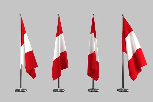 Peru indoor flags isolate on white background — Stock Photo, Image