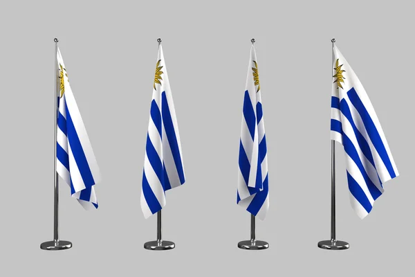 Флаги Уругвая изолированы на белом фоне — стоковое фото