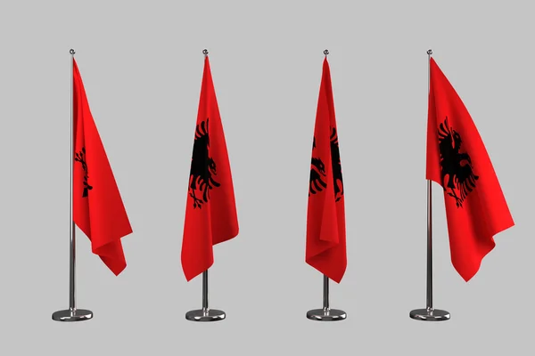 Albânia bandeiras interiores isolar no fundo branco — Fotografia de Stock