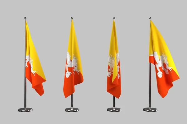 Bandeiras interiores do Butão isoladas em fundo branco — Fotografia de Stock