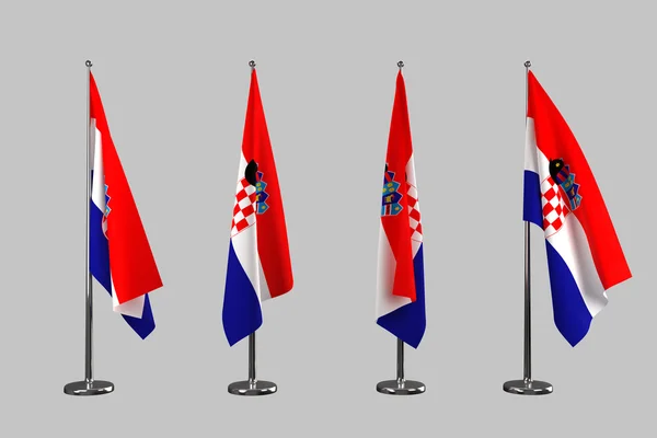 Croácia bandeiras interiores isolar no fundo branco — Fotografia de Stock