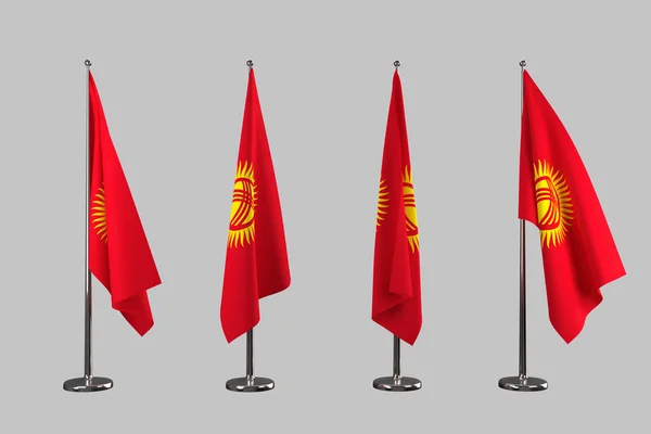 Bandeiras interiores do Quirguizistão isoladas sobre fundo branco — Fotografia de Stock