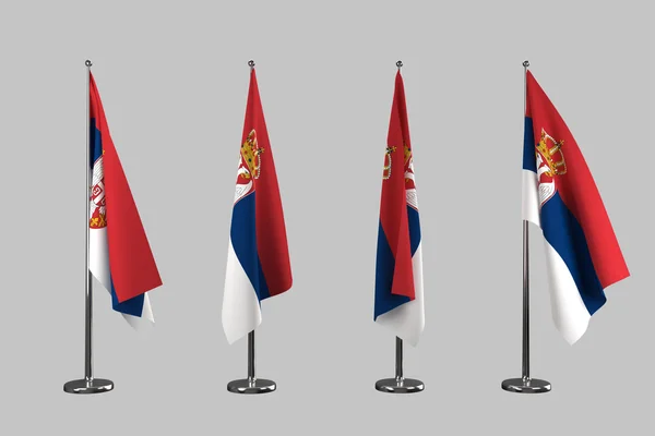 Sérvia bandeiras interiores isolar no fundo branco — Fotografia de Stock
