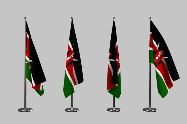 Kenya inomhus flaggor isolera på vit bakgrund — Stockfoto