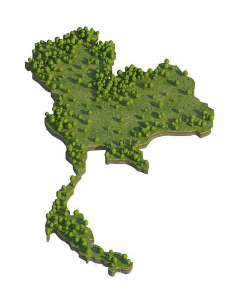 Tailandia sección de mapa 3D cortado aislado en blanco con ruta de recorte —  Fotos de Stock