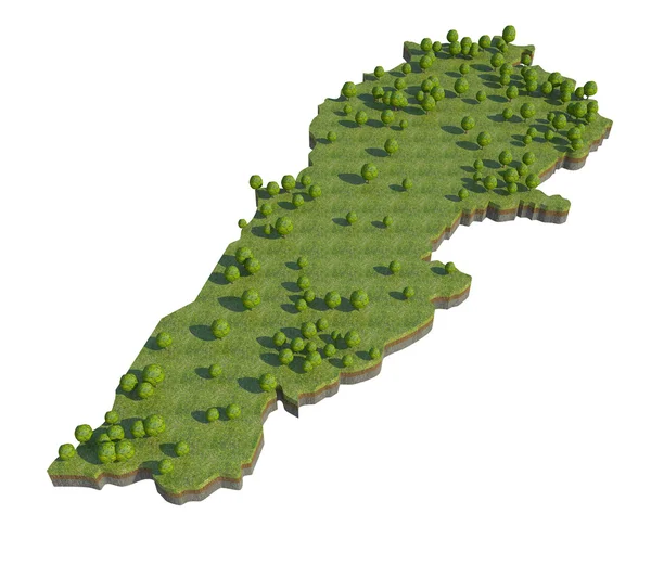 Líbano seção mapa 3D corte isolado no branco com caminho de recorte — Fotografia de Stock
