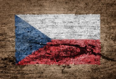 Çek Cumhuriyeti bayrağı üzerinde ahşap arka plan boyalı