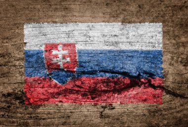 Ahşap arka plan üzerine boyalı Slovakya bayrağı