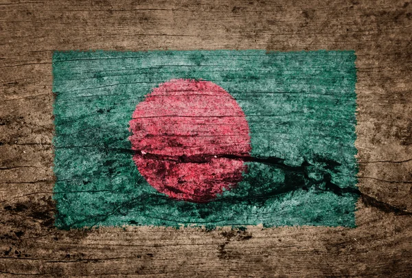Bangladesh vlag geschilderd op houten achtergrond — Stockfoto