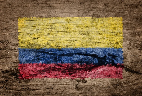 Bandera de Colombia pintada sobre fondo de madera — Foto de Stock